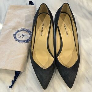 Sarah Flint block heel sz 37.5 blue/gray suede